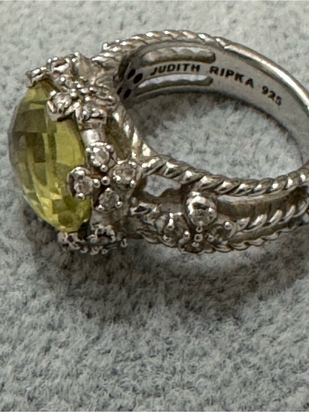 Judith Ripka Silver Lemon Quartz Floral Rope Ring - Picture 5 of 7